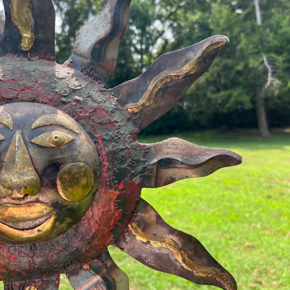 intage Celestial Metal Sun w/ Face Wall Decor